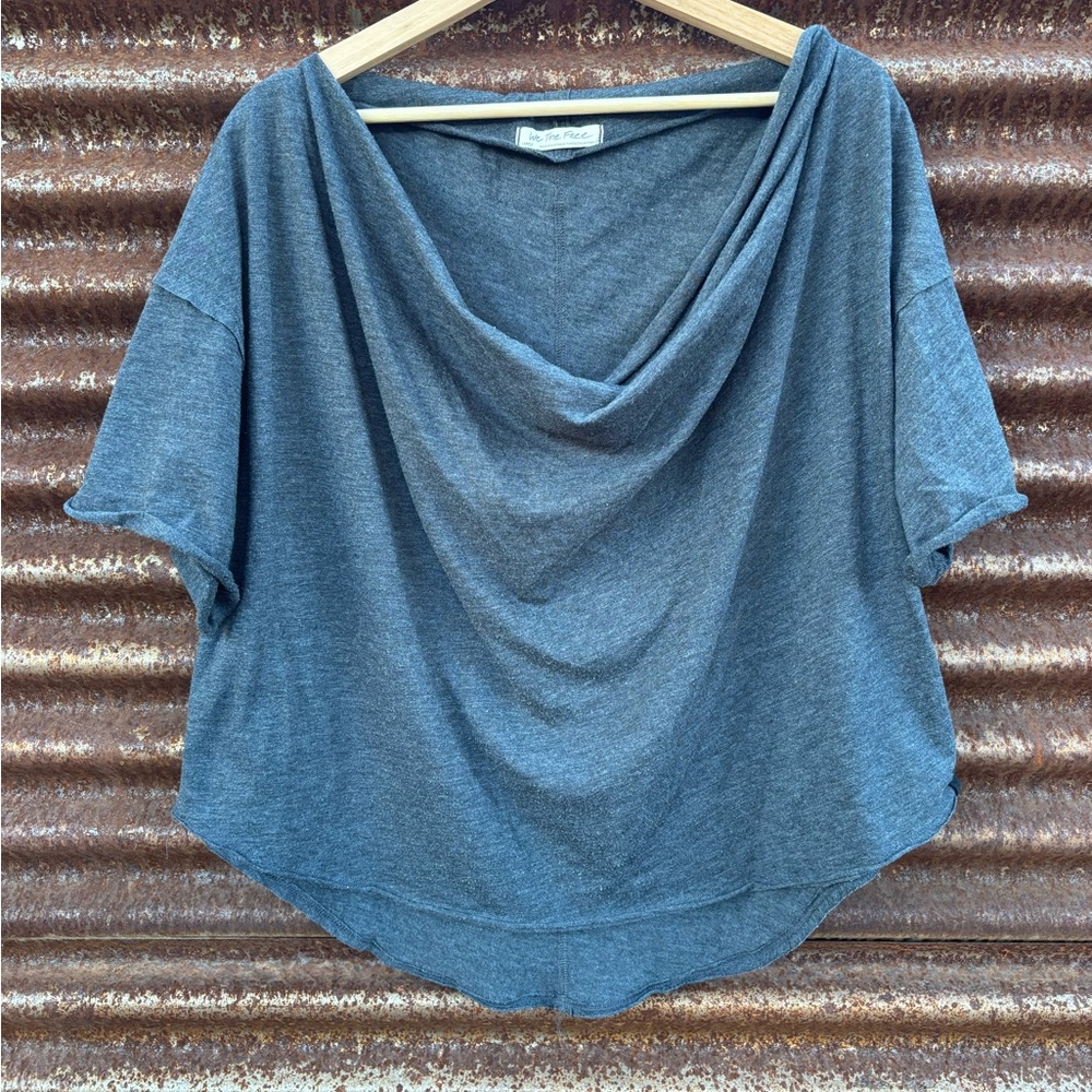Free People Charcoal Short Sleeve Top